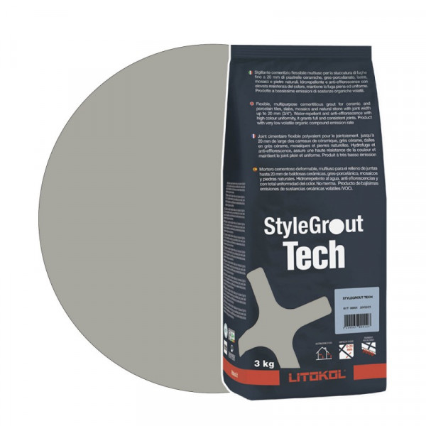 Затирка StyleGrout Tech затирочная смесь, 3кг (SGTCHSLV20063), SILVER 2 сильвер серебряный